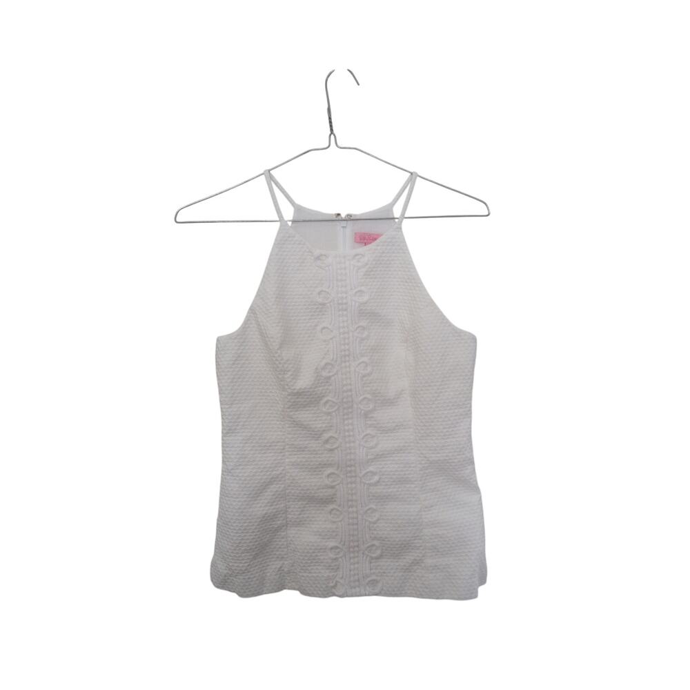 Lilly Pulitzer Womens Size 8 White Halter Top Eyelet Lace Resort Style EUC - Picture 2 of 4